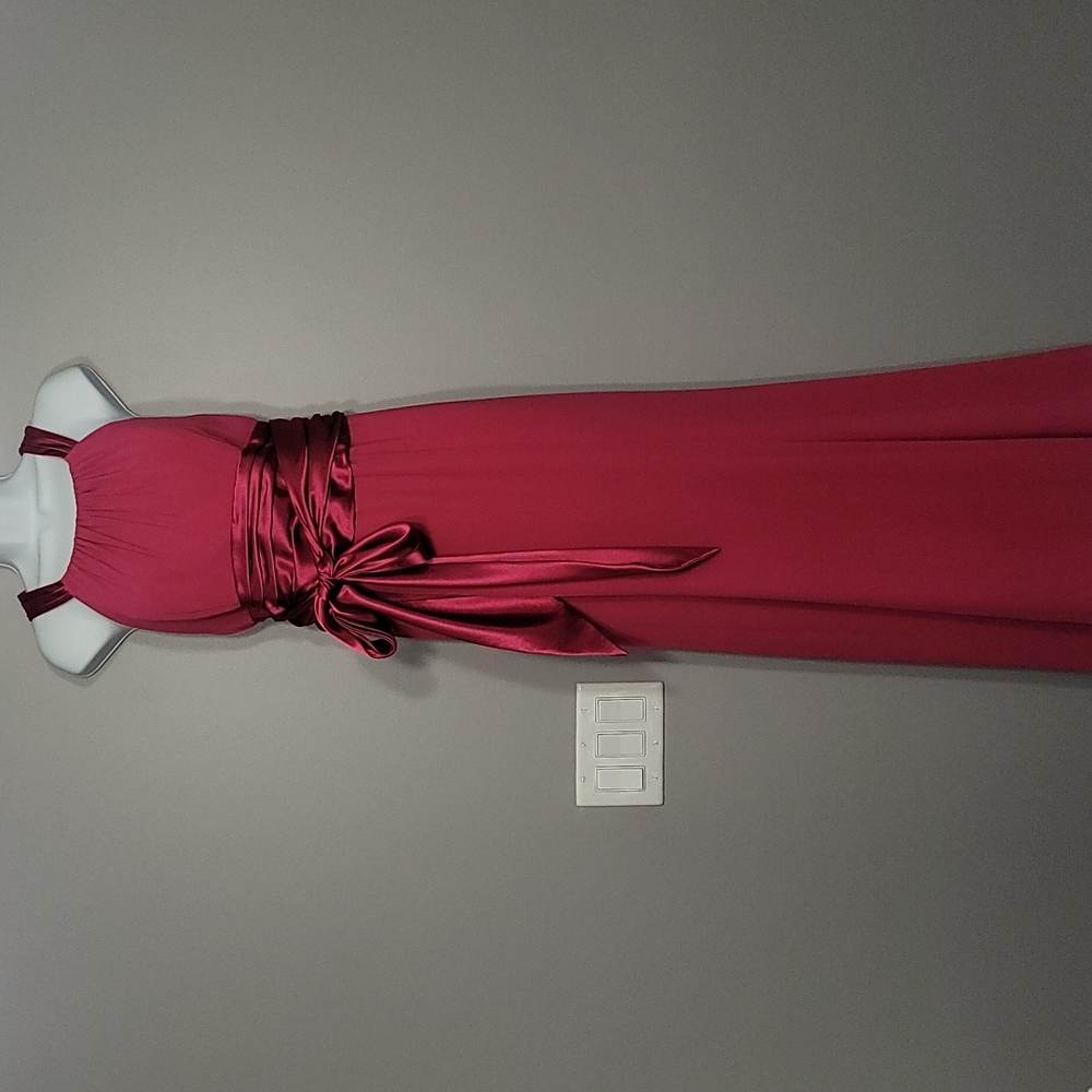 Hot Pink Satin & Chiffon Formal Dress, Size 14